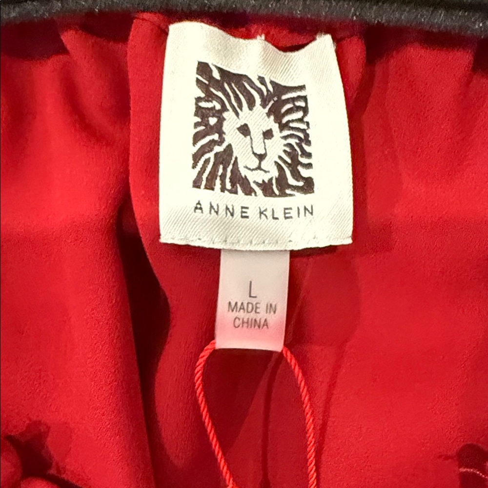 Anne Klein Red Long-Sleeve Smocked-Waist Midi Dress - Picture 2 of 9